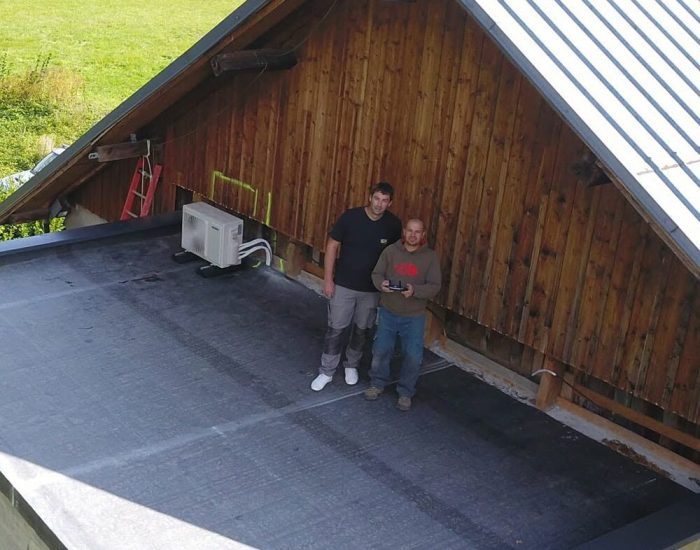 Vue drone d'une climatisation installée par GT Elec26